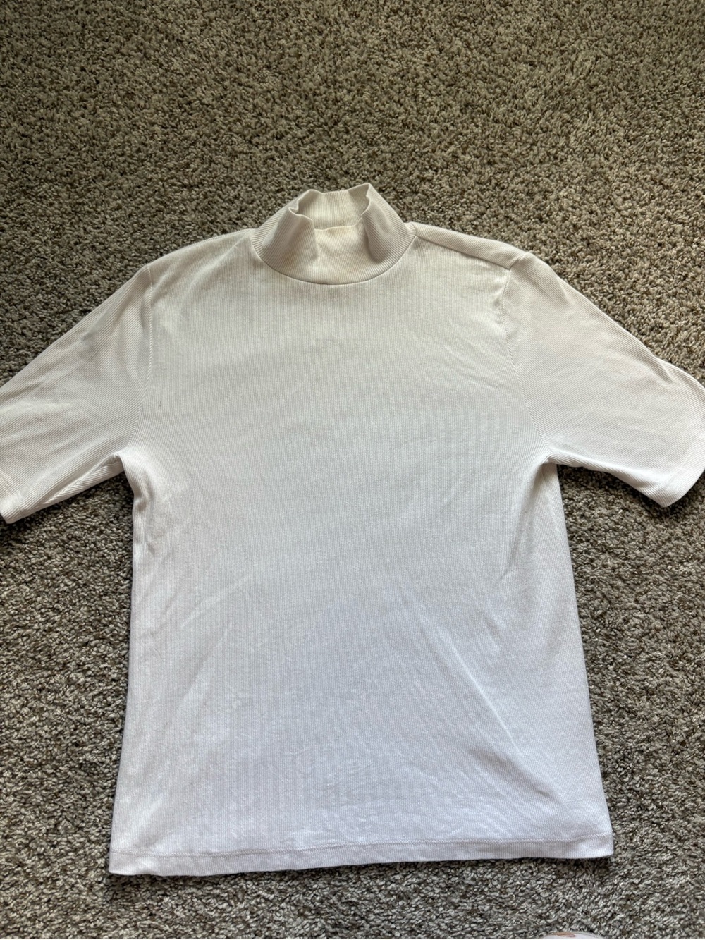 LOFT White Short-Sleeve Mock Neck Polo